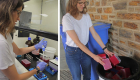 PhD candidate prepares samples and recycles used plastic pipette-tip boxes
