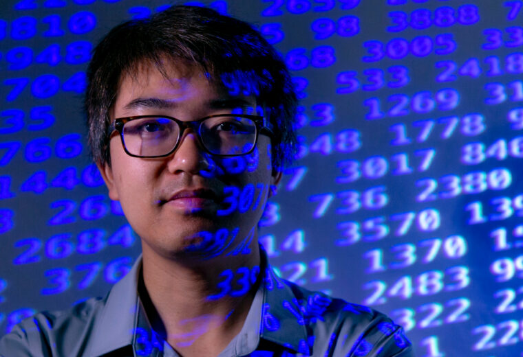 computer data projected on to the face of a human being