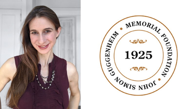 A smiling woman next to the Guggenheim Memorial Foundation logo