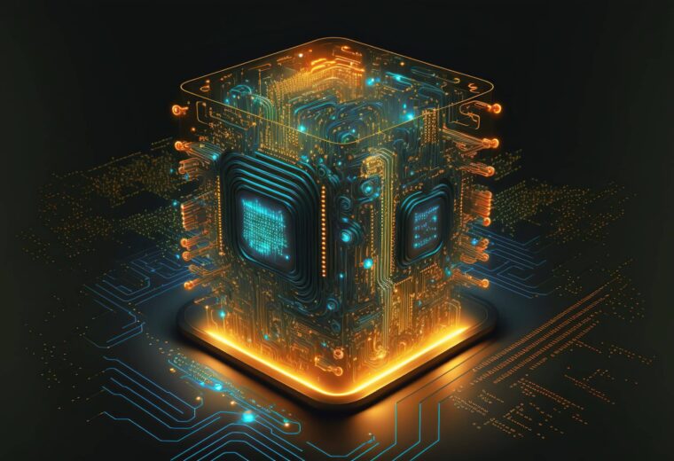 3D rendered image of quantum computing