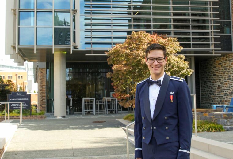 Matthew LaRosa stands in front of Wilkinson Building.